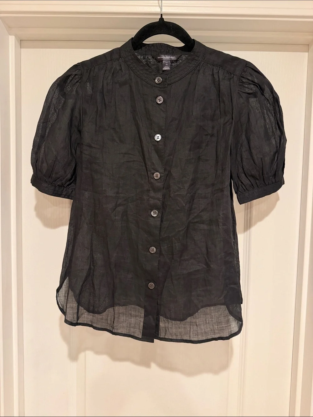 Banana Republic Black Puff Sleeve Top Size XS